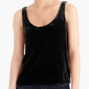 J. Crew Riff Velvet Tank in Black Size 00 Holiday EUC